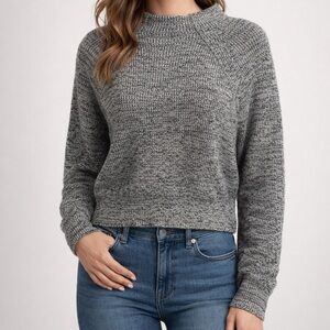 Free People Gray Marled Mock Neck Crop Sweater S